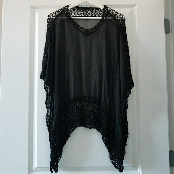 Gracia Fashion Tops - Dressy Sheer Poncho Cardigan Coverup